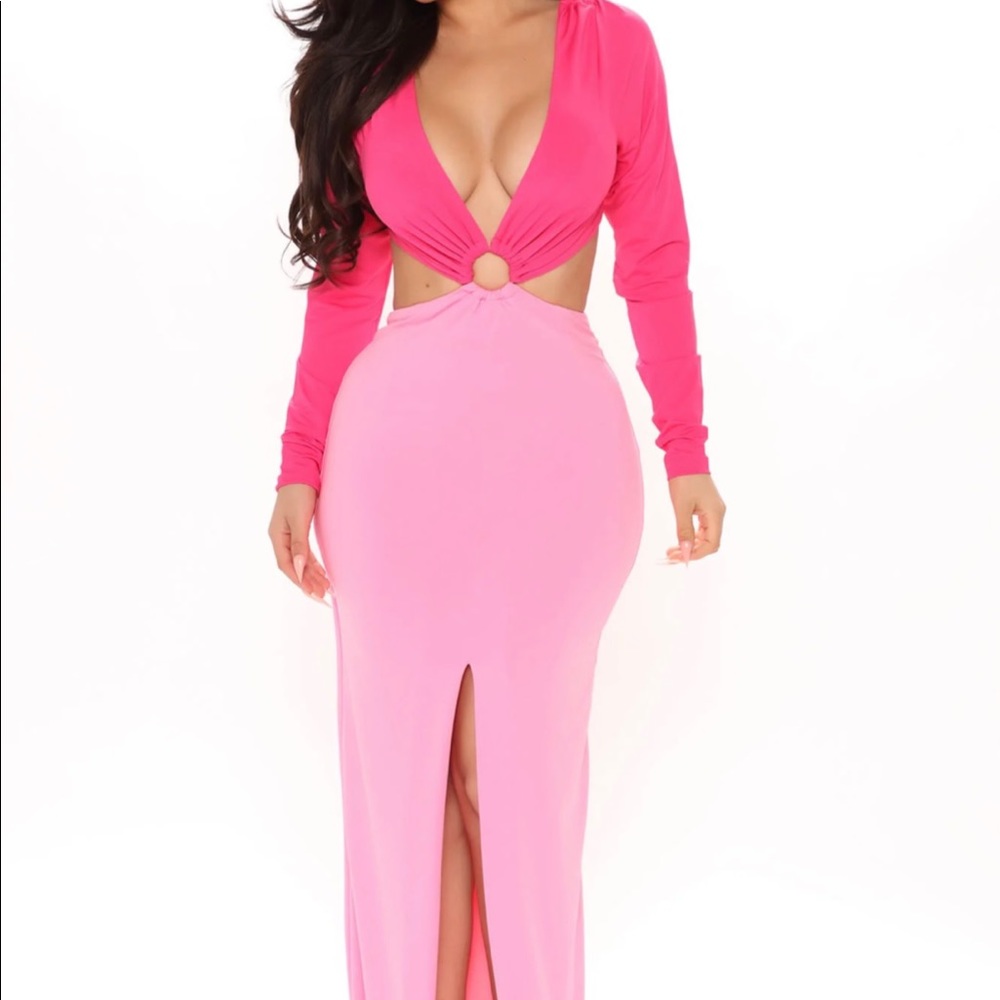 Fashion nova two-tone pink cut out Maxi dress